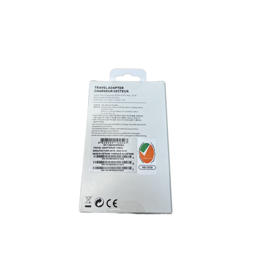 Chargeur rapide USB-C Samsung 45 W | Power Delivery (PD)