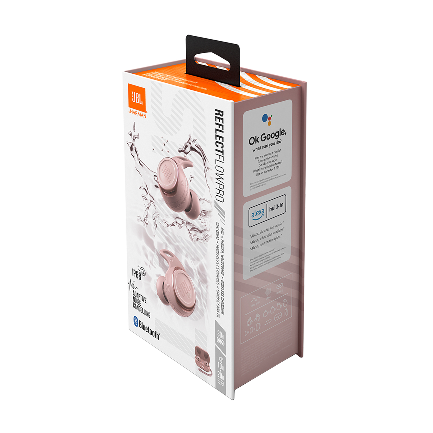 Auriculares True Wireless - JBL Reflect Flow Pro, True Wireless, De botón, BT 5.0, Rosa + Estuche de carga