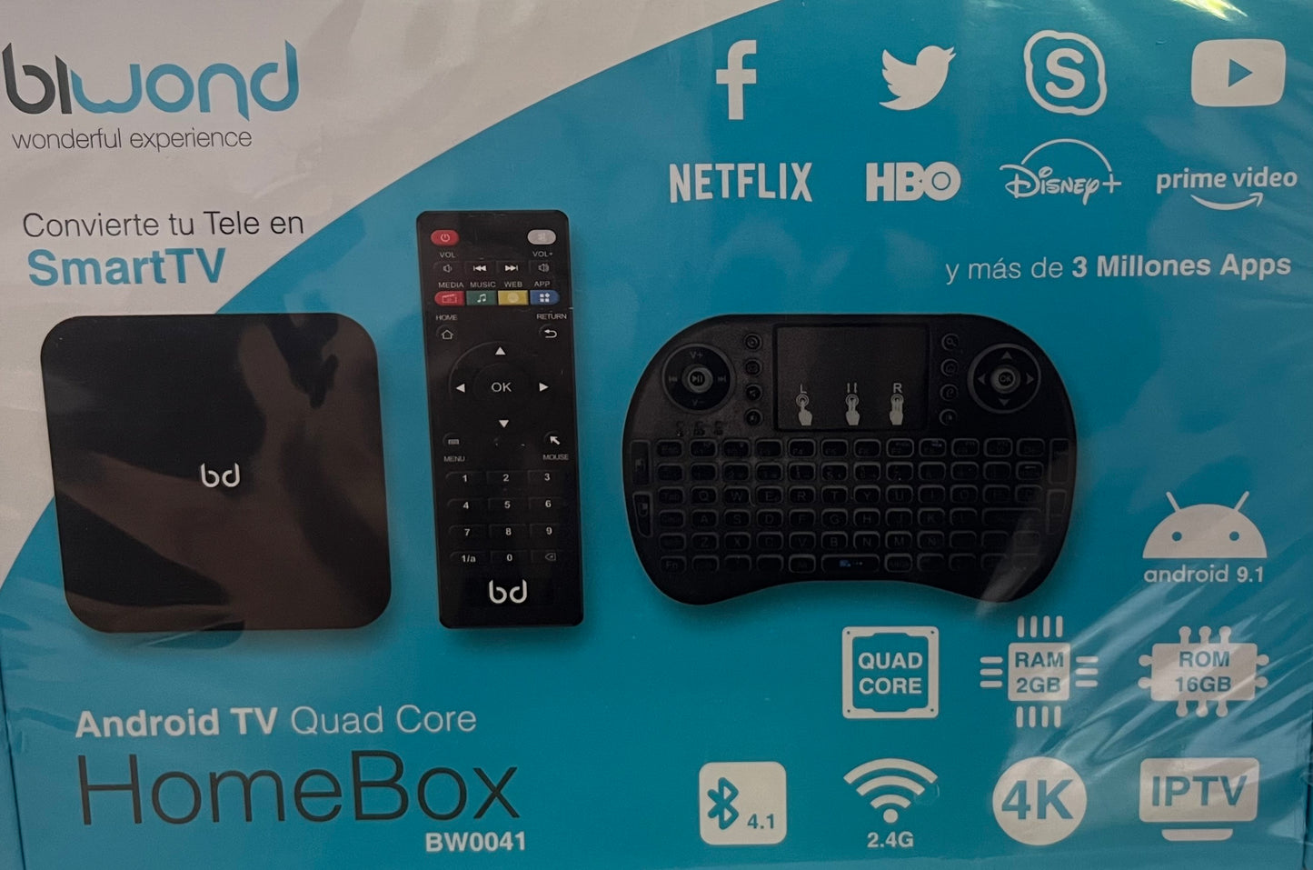 Android TV Quad Core HomeBox BW0041 - 4K - Smart TV - IPTV